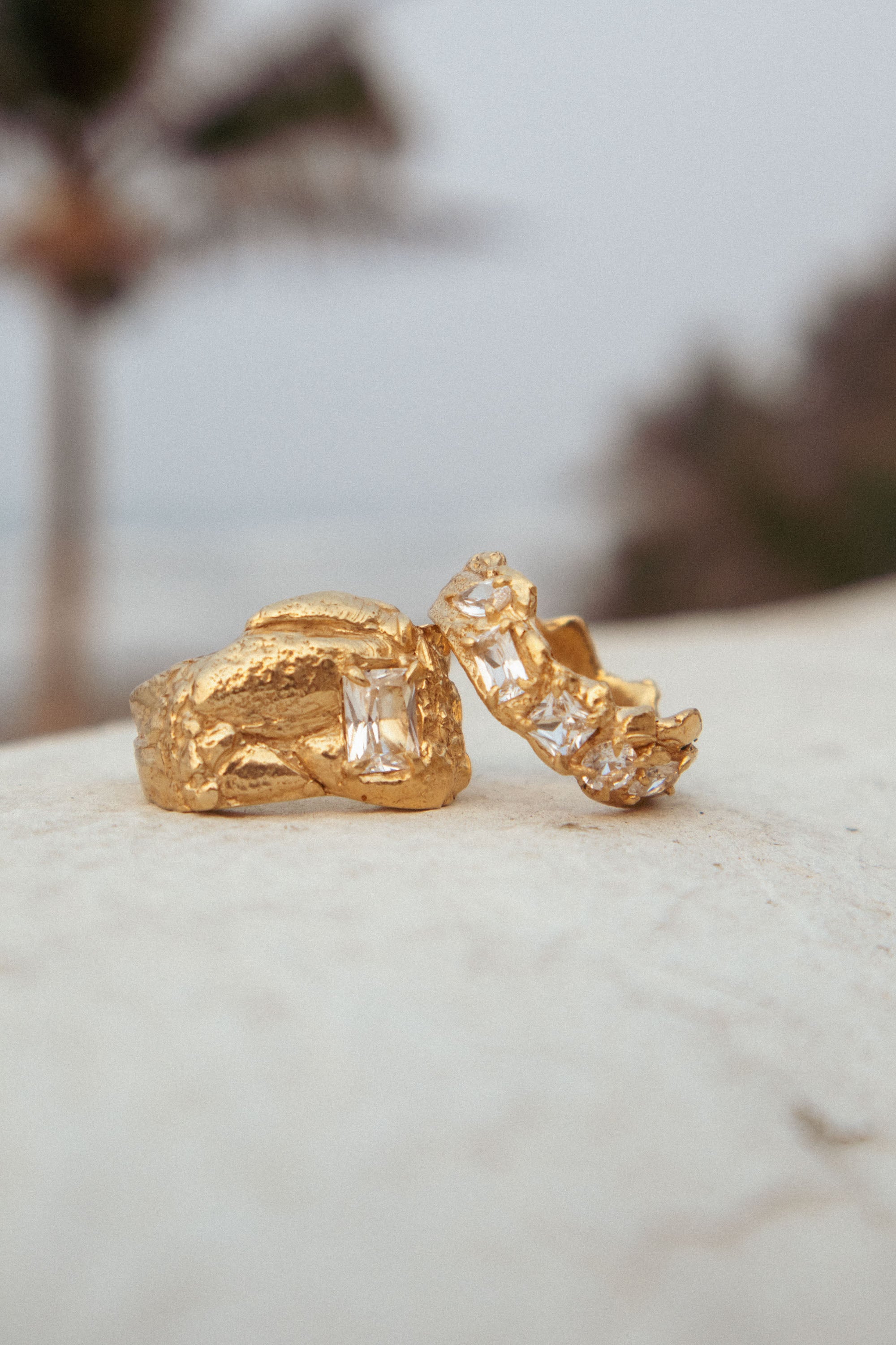 Mara White Sapphire Bridal Ring, 18ct Gold Plated and Recycled Silver