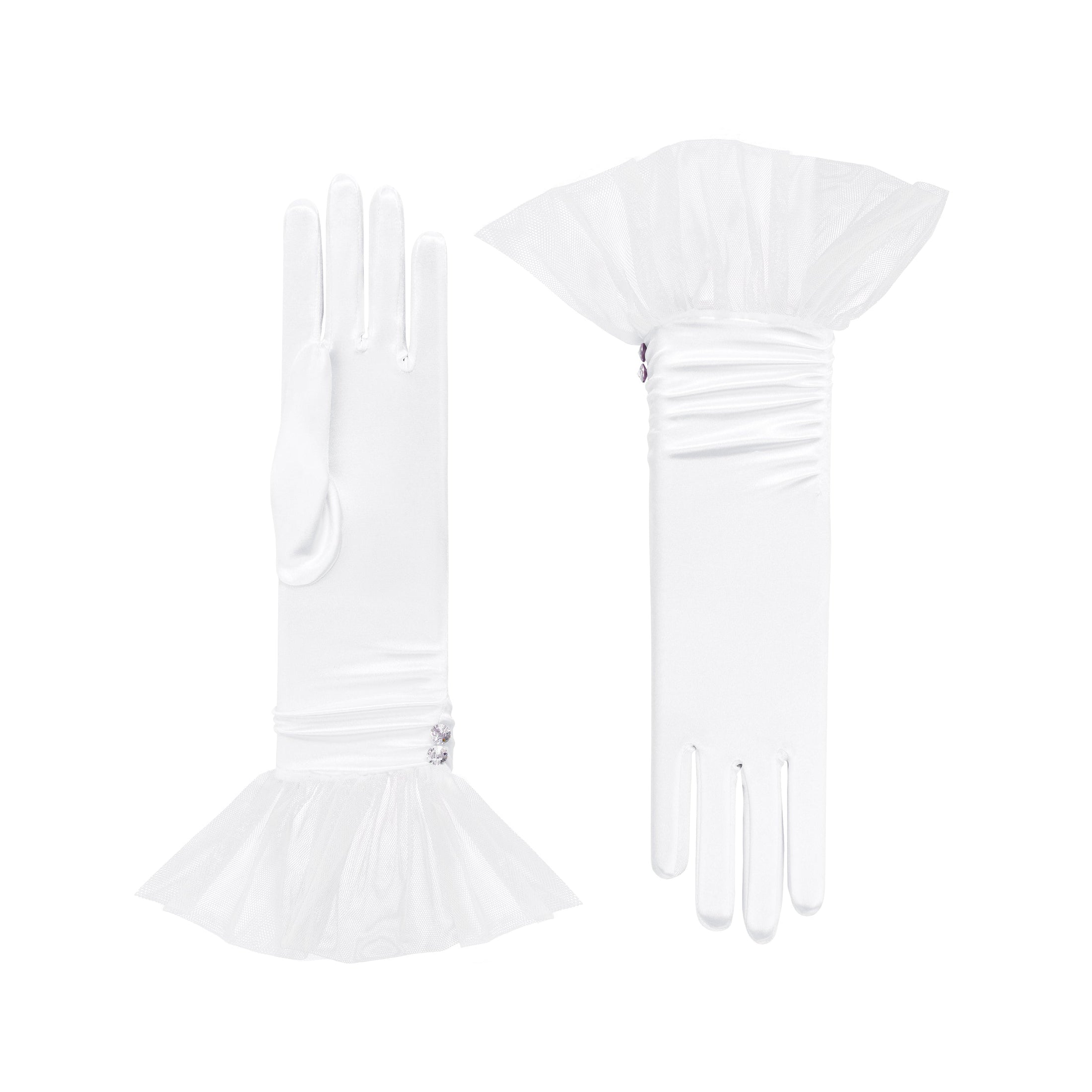 Cornelia James white ballerina tulle satin bridal gloves