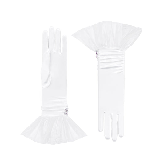 Cornelia James white ballerina tulle satin bridal gloves