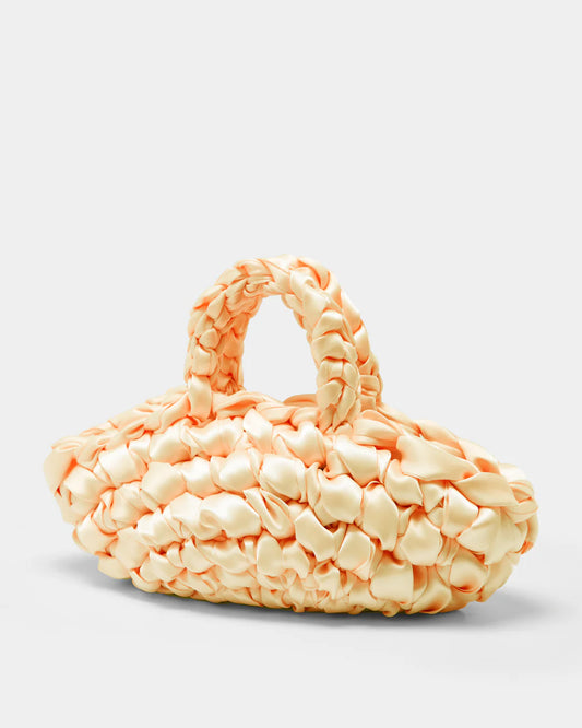 butter satin crochet bridal handbag