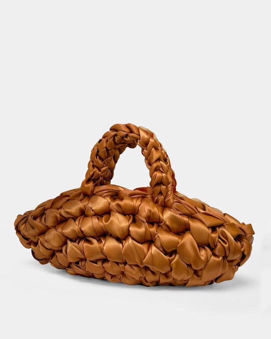 terracotta satin crochet bridal handbag