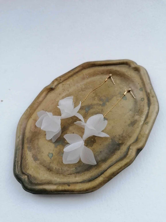 Amarnam silk flower bridal earrings