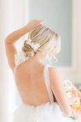 Load image into Gallery viewer, bride wearing Amarnam silk bridal hair pins

