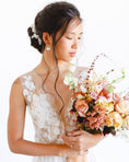 Load image into Gallery viewer, bride wearing Amarnam silk bridal earrings
