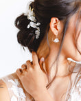 Load image into Gallery viewer, bride wearing Amarnam silk bridal earrings
