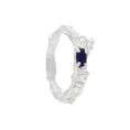 Load image into Gallery viewer, Silver ring with a sapphire on a white background
