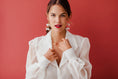 Load image into Gallery viewer, bride wearing Amarnam silk bridal earrings
