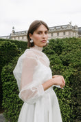 Load image into Gallery viewer, bride wearing Amarnam silk bridal earrings
