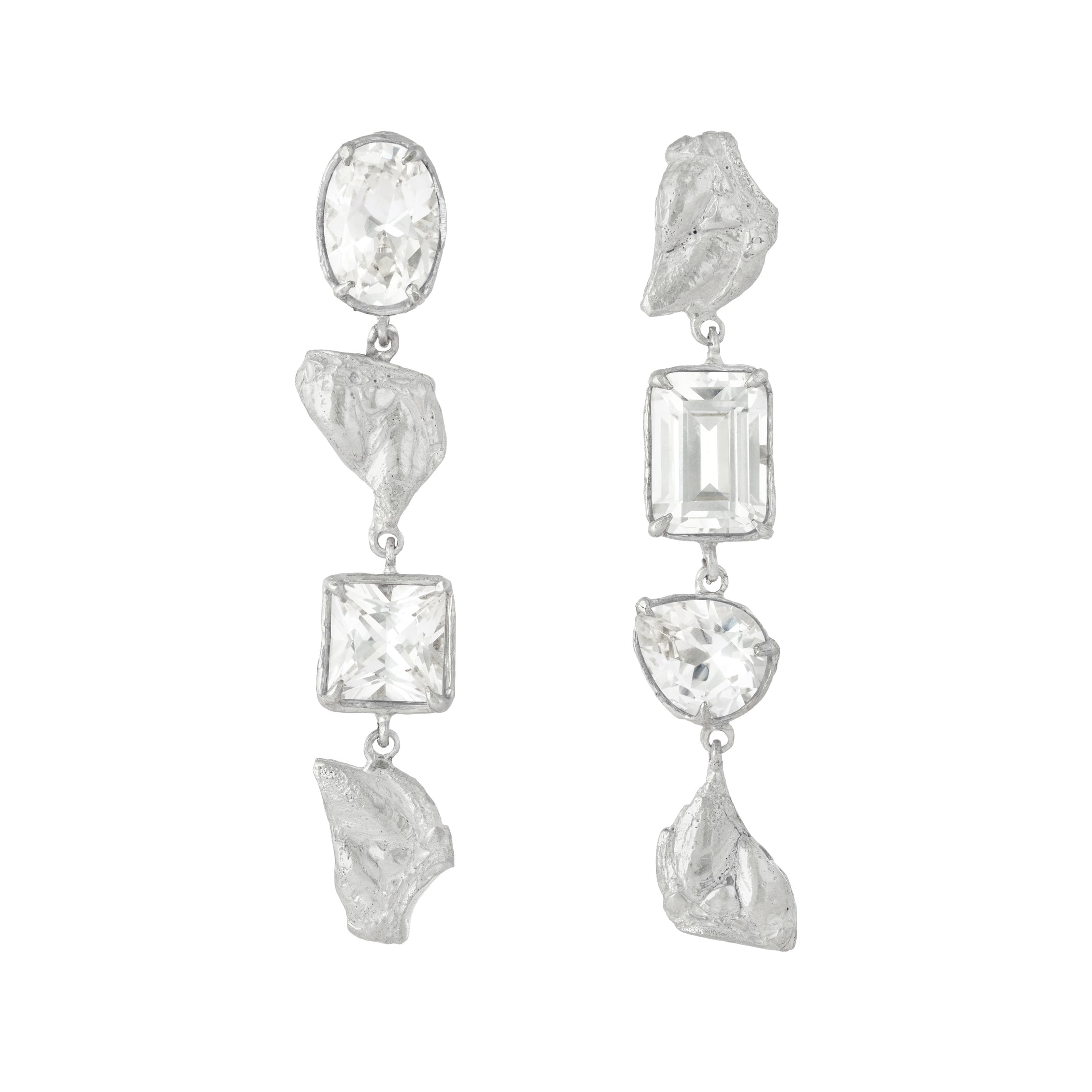 Sammi White Sapphire Bridal Earrings, Recycled Silver