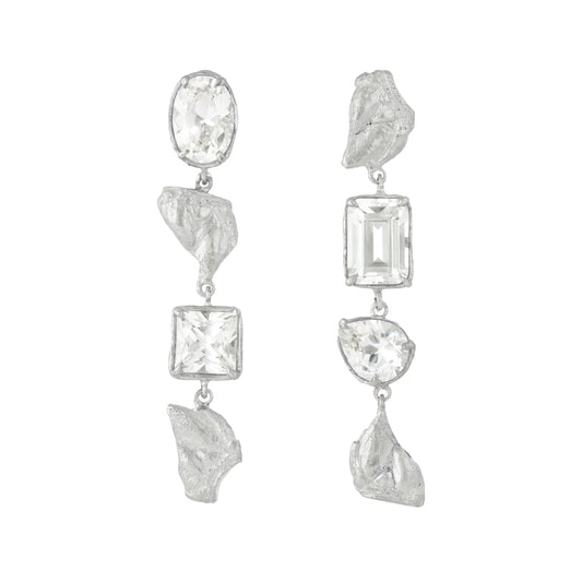 Sammi White Sapphire Bridal Earrings, Recycled Silver