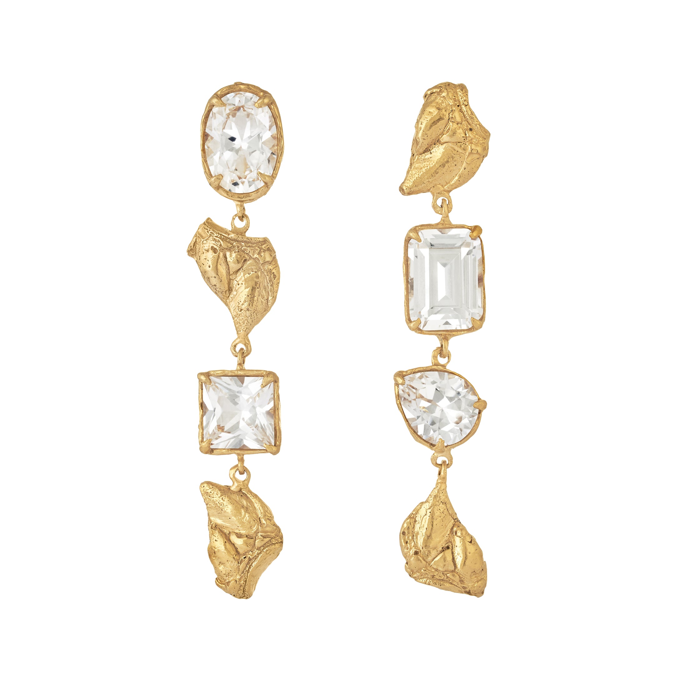 Sammi White Sapphire Bridal Earrings, 18ct Gold Plated and Recycled Silver