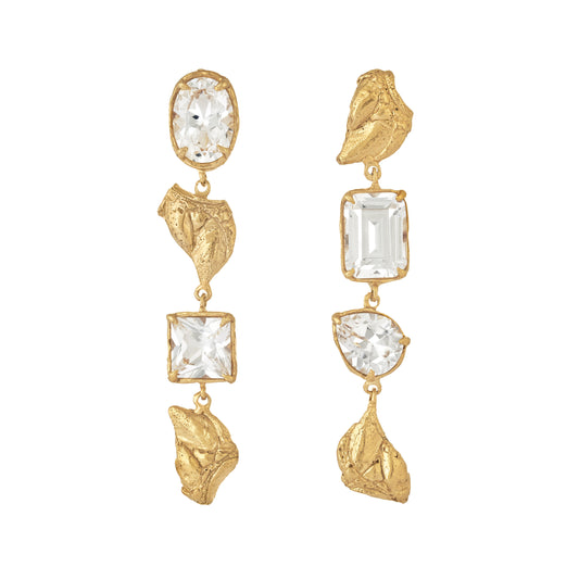 Sammi White Sapphire Bridal Earrings, 18ct Gold Plated and Recycled Silver