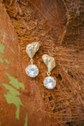 Load image into Gallery viewer, Tota White Sapphire Bridal Earrings, 18ct Gold Plated and Recycled Silver
