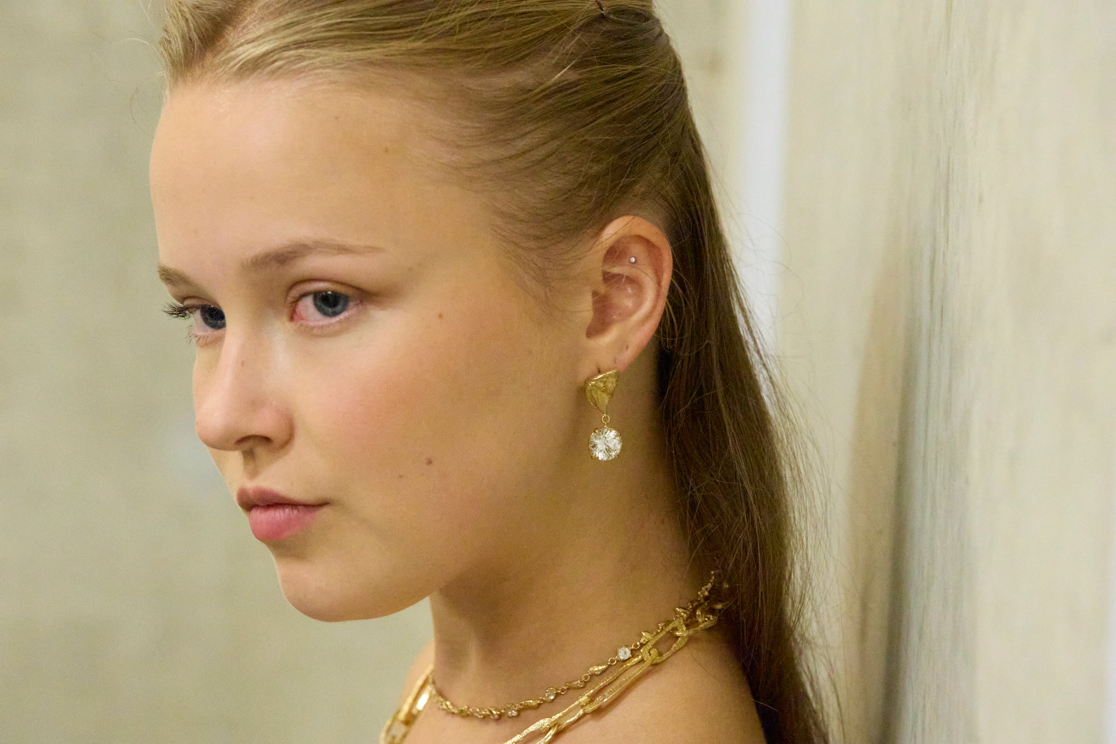 Tota White Sapphire Bridal Earrings, 18ct Gold Plated and Recycled Silver