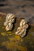 Load image into Gallery viewer, Zakia White Sapphire Bridal Earrings, 18ct Gold Plated and Recycled Silver
