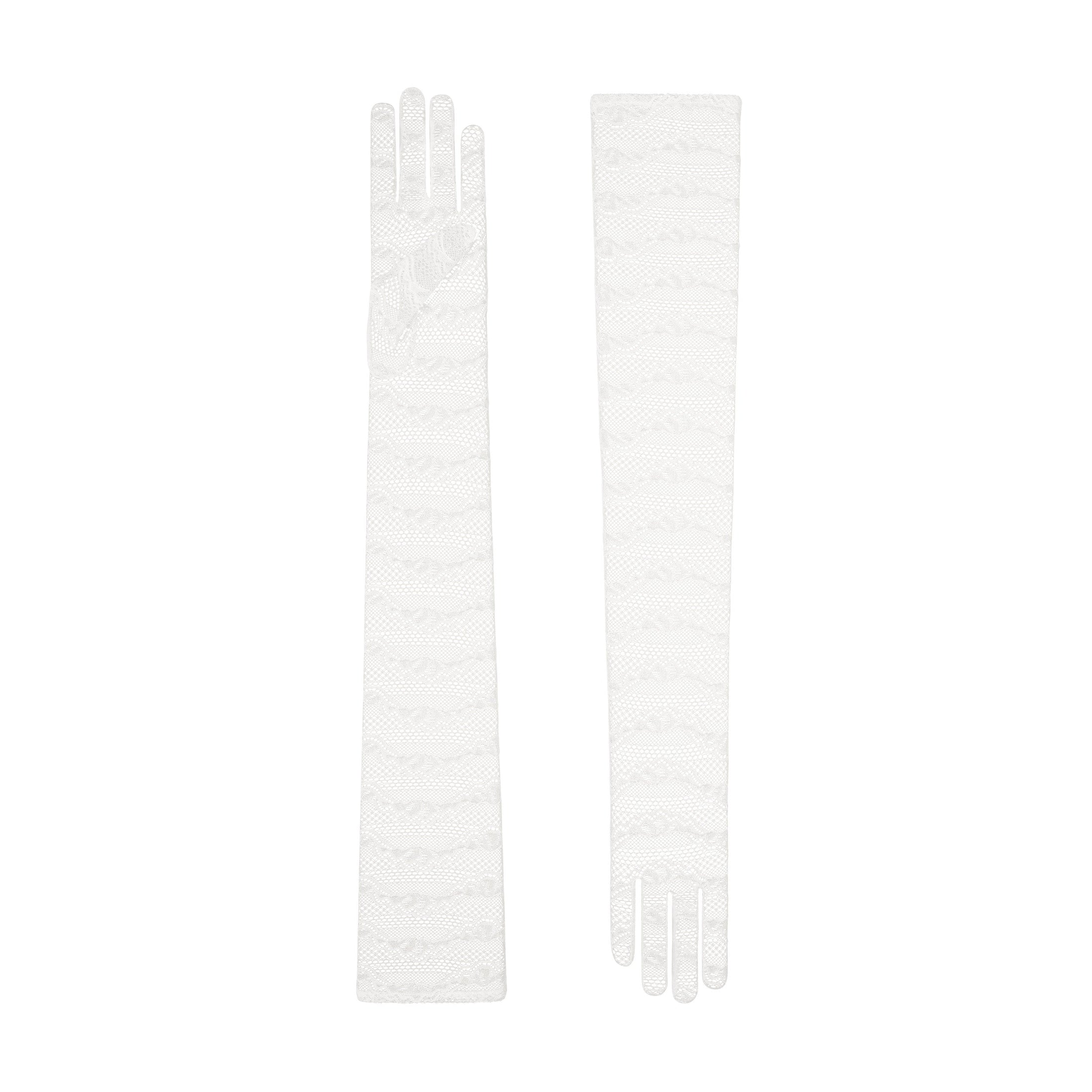 Pair of white gloves on a white background