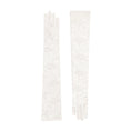 Load image into Gallery viewer, Pair of long white lace bridal gloves on a white background
