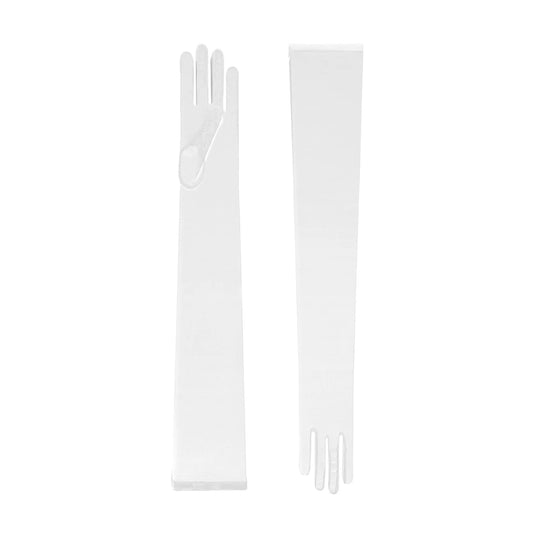 Pair of white gloves on a white background