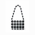 Load image into Gallery viewer, Black and white checkered bridal bag with beaded handle on a white background
