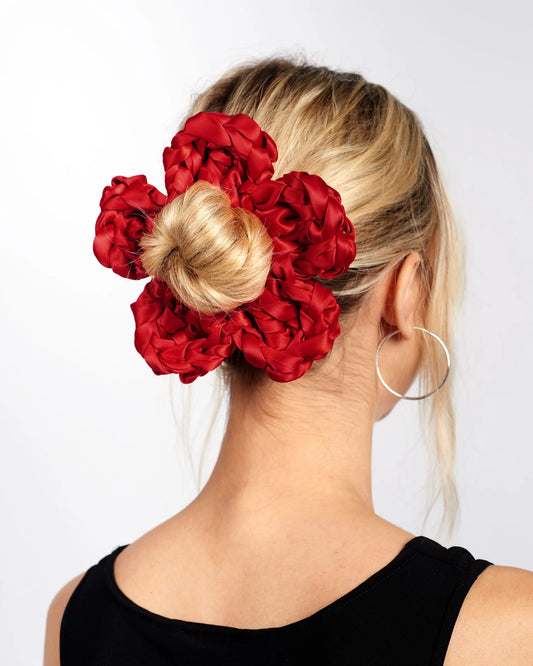 flower bridal scrunchie in red