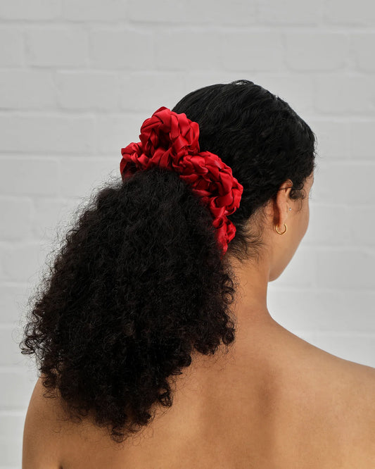flower bridal scrunchie in red