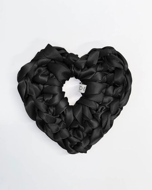 heart bridal scrunchie in black