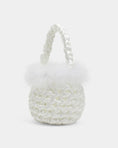 Load image into Gallery viewer, hive feather trim bridal handbag in white 
