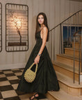 Load image into Gallery viewer, woman wearing hive metallic bridal handbag in gold
